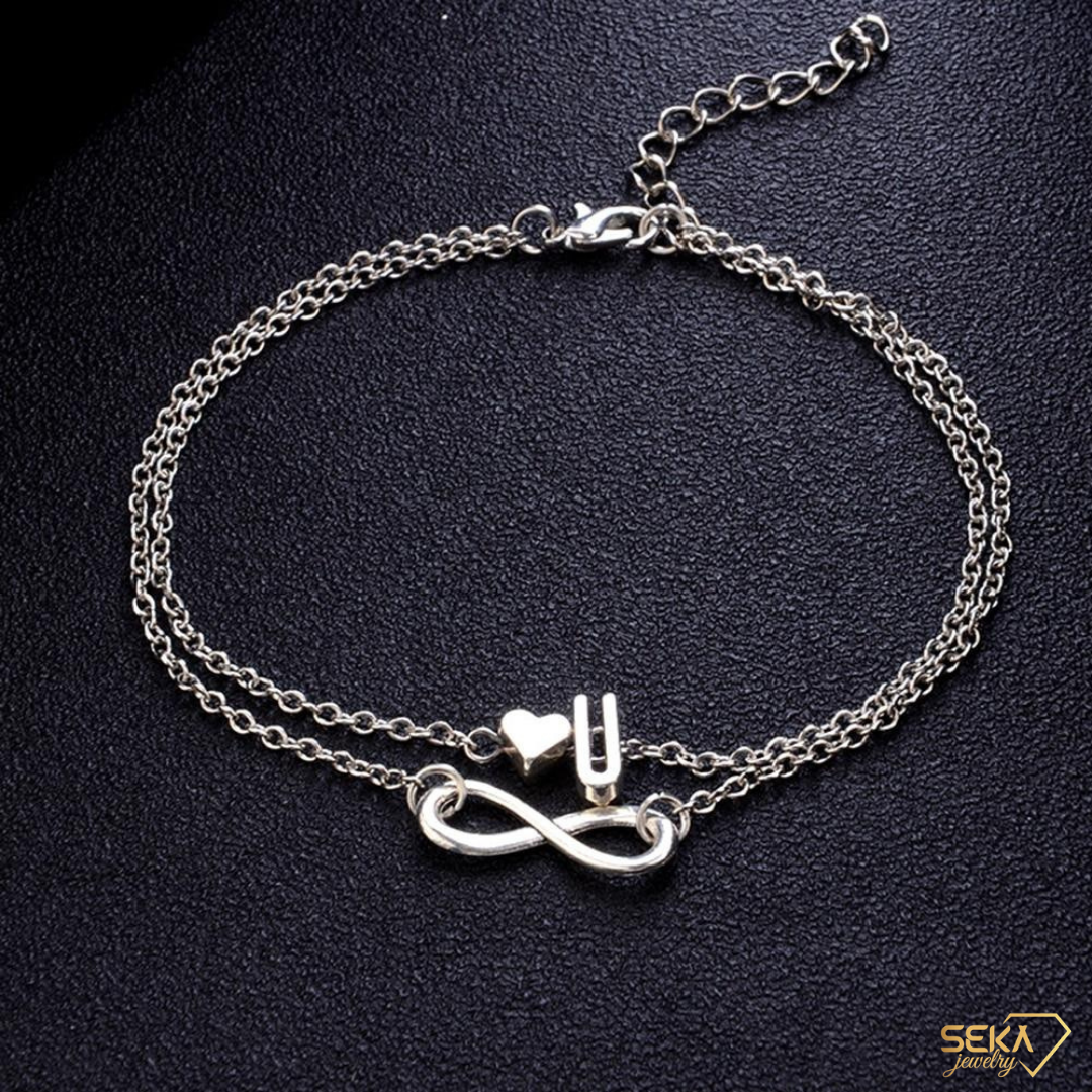 Cross Charm Initial Anklet for Women