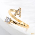 A-Z Initials Letter Ring Gold Color