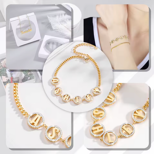 Personalized Name Bracelet Zircon Letter Bracelet