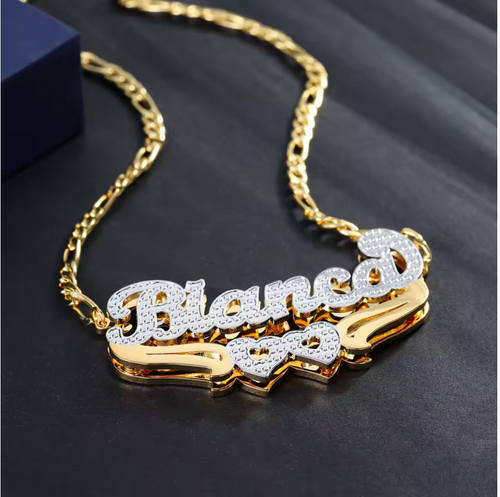 Custom Name Double Plated Heart