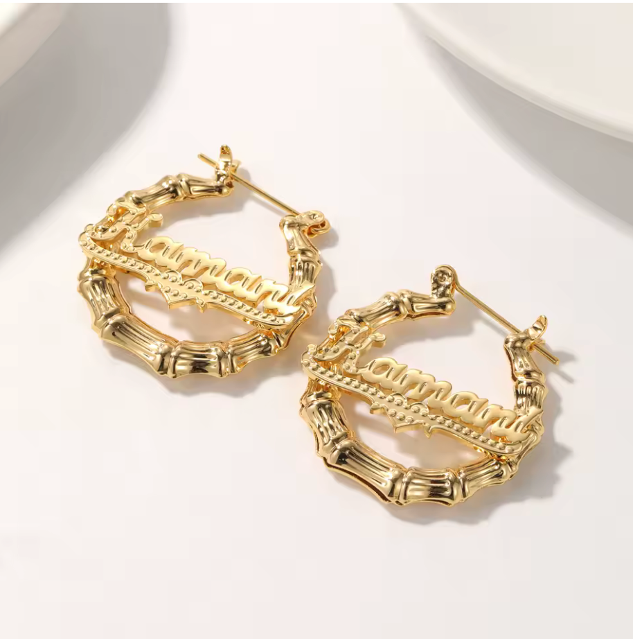 Custom Name Earrings Necklace Double Plated Luxury